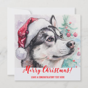 Personalized Siberian Husky Holiday  Card