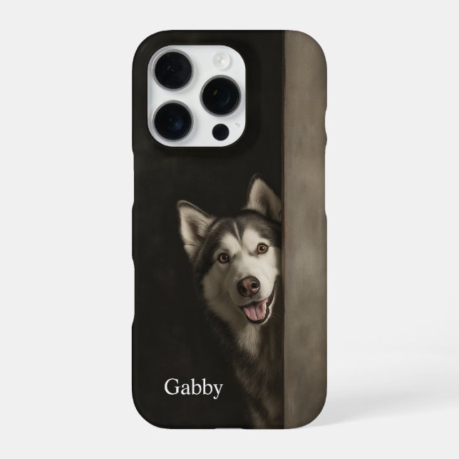 Personalized Siberian Husky Portrait iPhone Case (Back)