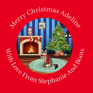Personalized Siberian Kitty Cat Christmas Wrapping Paper