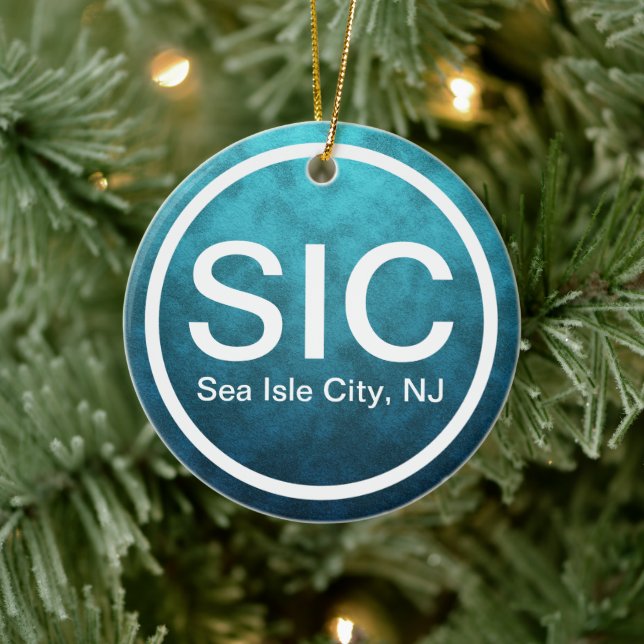 Personalized SIC Sea Isle City NJ Beach Christmas Ceramic Ornament (Tree)