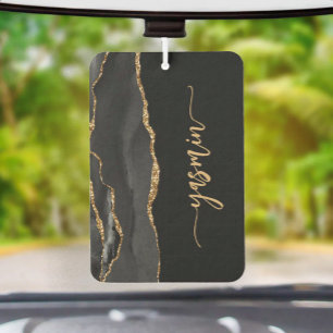 Personalized Signature Black Gold Agate Air Freshener