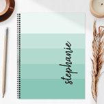 Personalized Signature Colour Block Aqua 2024 Planner<br><div class="desc">This trendy modern design features five colour block stripes in gradient tints from light to medium aqua. Personalize it with your name in vertical black signature handwriting script.</div>