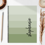 Personalized Signature Colour Block Sage Green 202 Planner<br><div class="desc">This trendy modern design features five colour block stripes in gradient tints from light to medium sage green. Personalize it with your name in vertical black signature handwriting script.</div>