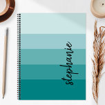 Personalized Signature Colour Block Teal 2024 Planner<br><div class="desc">This trendy modern design features five colour block stripes in gradient tints from light to medium teal. Personalize it with your name in vertical black signature handwriting script.</div>
