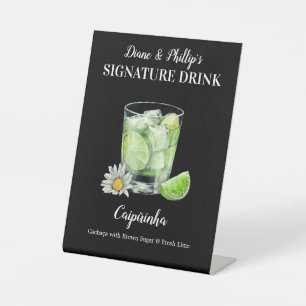 Personalized Signature Drink Caipirinha Cocktail Pedestal Sign