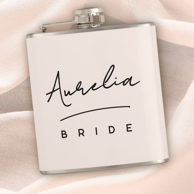 Personalized Signature Name Pink Bachelorette Hip Flask (Creator Uploaded)