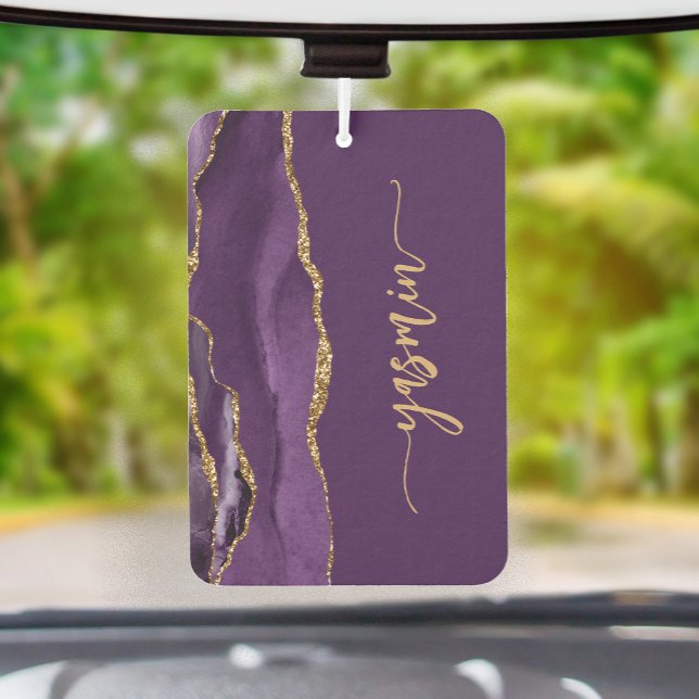 Personalized Signature Purple Gold Agate Air Freshener (Creator Uploaded)