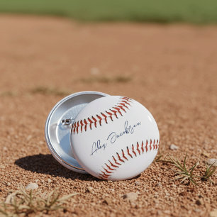 Personalized Signed Baseball 2 Inch Round Button