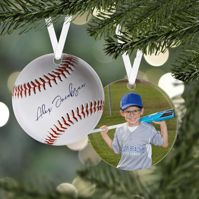 Personalized Signed Baseball Photo Ornament (Creator Uploaded)