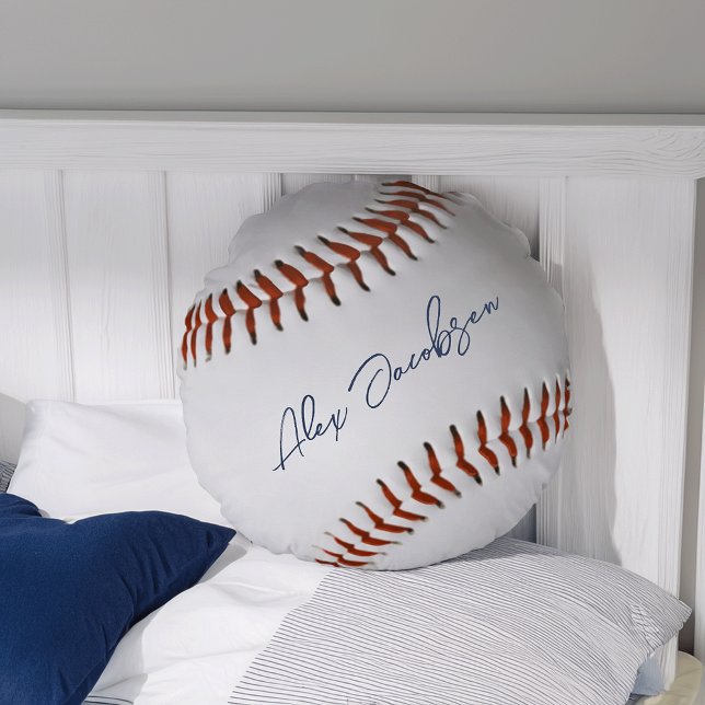 Personalized Signed Baseball Round Pillow (Creator Uploaded)