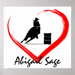 Personalized Silhouette Barrel Racing Horse, Heart Poster