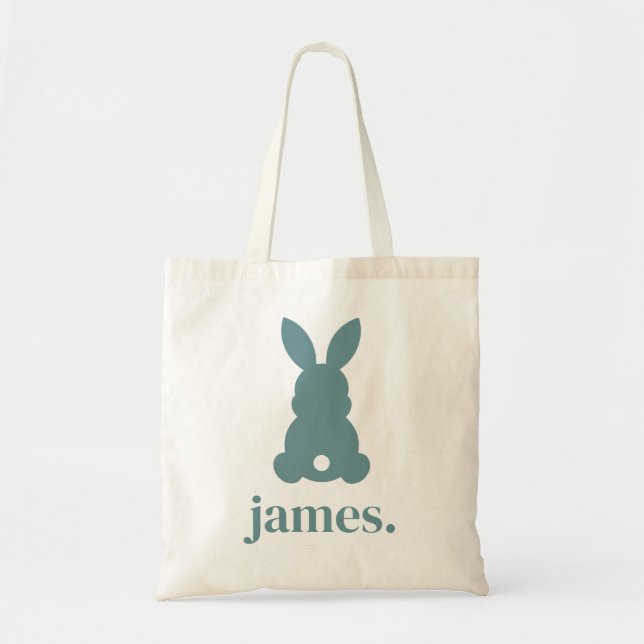 Personalized Silhouette Easter Bunny Tote Bag (Front)