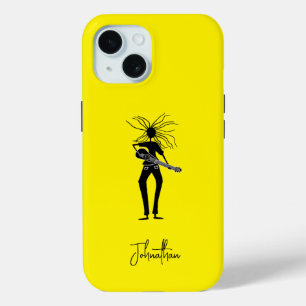 Personalized, Silhouette Guitarist iPhone 15 Case