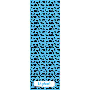Personalized Silhouette Pattern On Blue Black Cat Yoga Mat