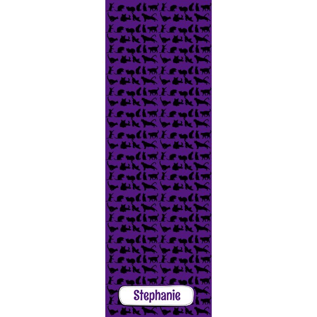 Personalized Silhouette Pattern Purple Black Cat Yoga Mat (Creator Uploaded)