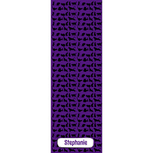 Personalized Silhouette Pattern Purple Black Cat Yoga Mat