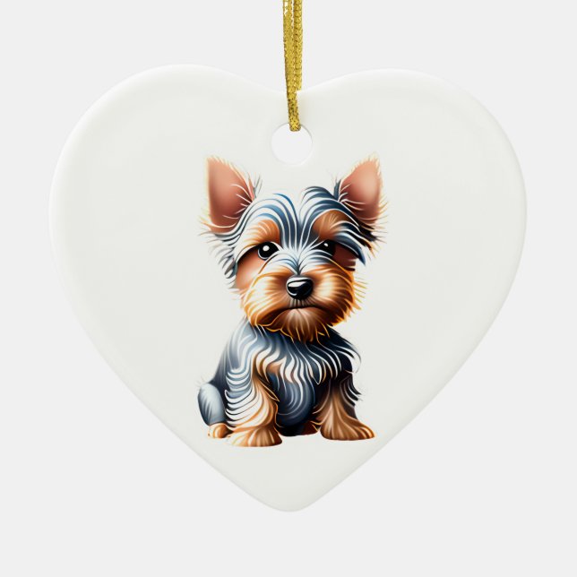 Personalized Silky Terrier Puppy Ceramic Ornament (Front)