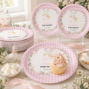Personalized Silly Goose Baby Girl Baby Shower Paper Plate