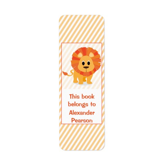 Personalized Silly Lion Bookplate Return Address Label