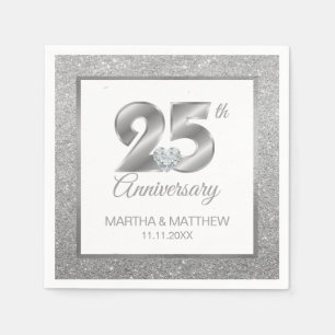 Personalized Silver 25th Wedding Anniversary Napkin