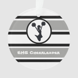 Personalized Silver and Black Cheerleader Ornament