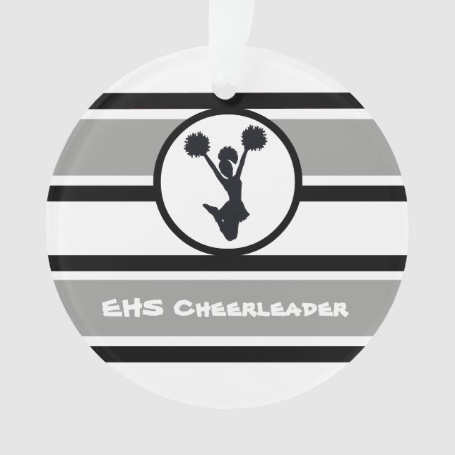 Personalized Silver and Black Cheerleader Ornament (Front)
