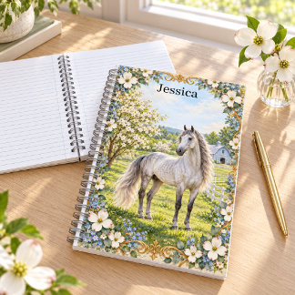 Personalized Silver Andalusian Spring Farm Notebook
