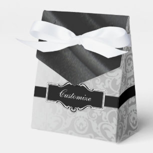 Personalized Silver & Black Damask Favour Box 2