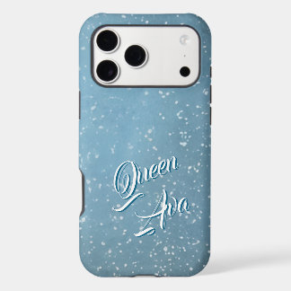 Personalized Silver Blue Sparkle Print iPhone 17