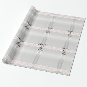 Personalized Silver Bride and Groom Names Wedding Wrapping Paper