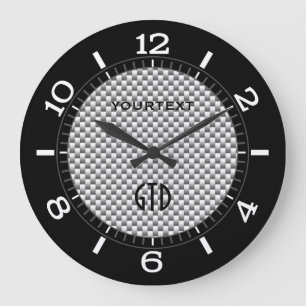 Personalized Silver Carbon Fibre Style Dial on a Large Clock