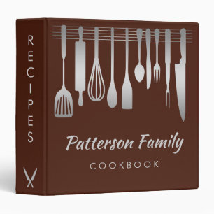 Personalized Silver Family Recipe Cookbook Binder