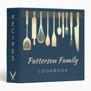 Personalized Silver Family Recipe Cookbook Binder
