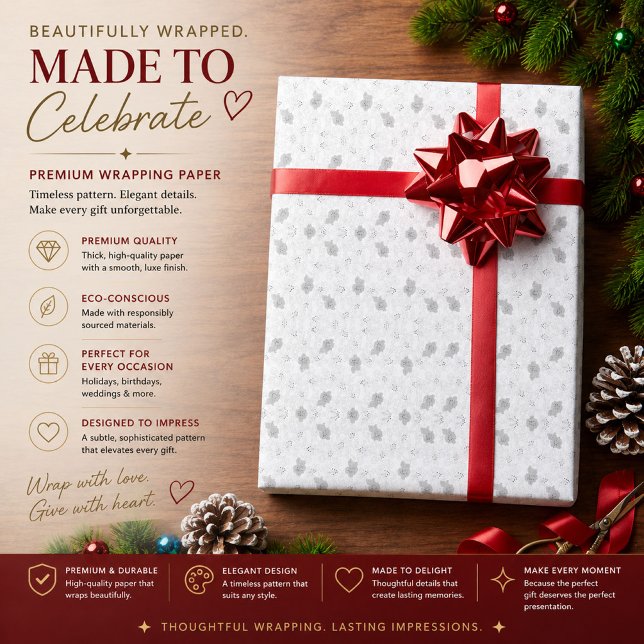 Personalized Silver Floral Wrapping Paper (Creator Uploaded)