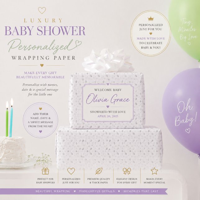 Personalized Silver Floral Wrapping Paper  (Creator Uploaded)