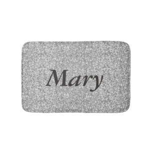 Personalized Silver Glitter Bath Mat