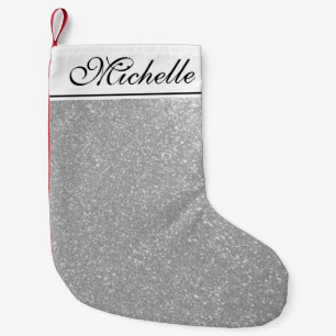 Personalized silver glitter Christmas stockings