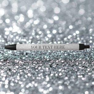 Personalized silver glitter pen your text here