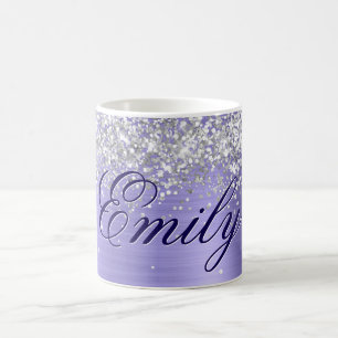 Personalized Silver Glitter Periwinkle Foil Coffee Mug