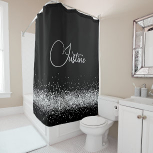 Personalized Silver Glittery Glam Edging on Black