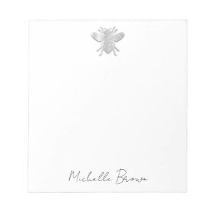 Personalized Silver Honey Bee Notepad