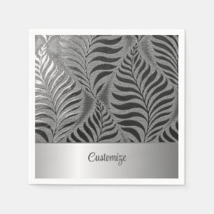 Personalized Silver Leaf Motif 2 Napkin