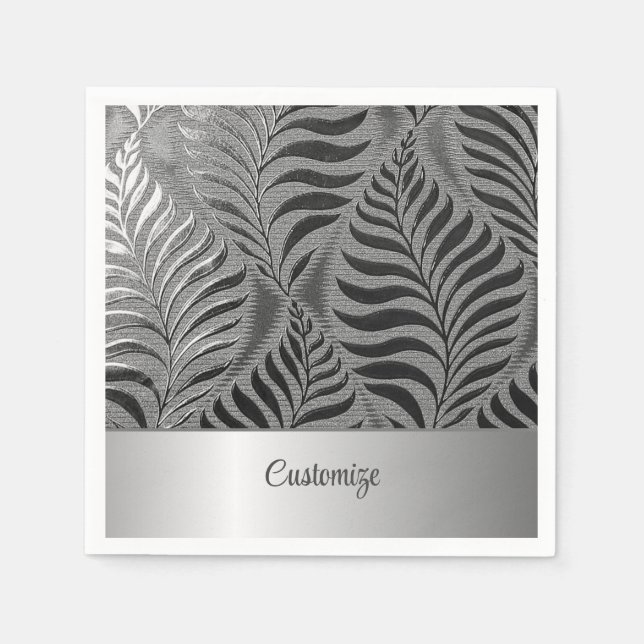 Personalized Silver Leaf Motif 2 Napkin (Front)