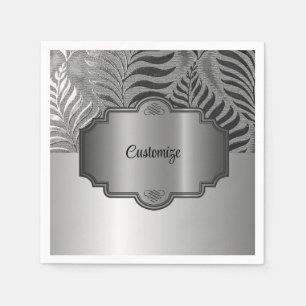 Personalized Silver Leaf Motif 3 Napkin
