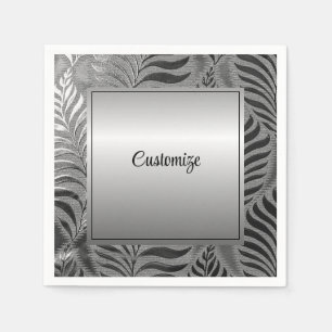 Personalized Silver Leaf Motif Napkin