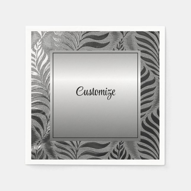 Personalized Silver Leaf Motif Napkin (Front)