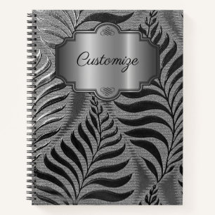 Personalized Silver Leaf Motif Notebook