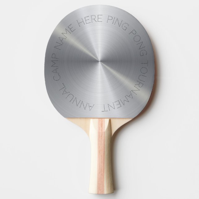 Personalized Silver Metallic Radial Texture Ping Pong Paddle (Front)