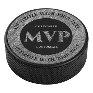 Personalized Silver MVP Hockey Puck