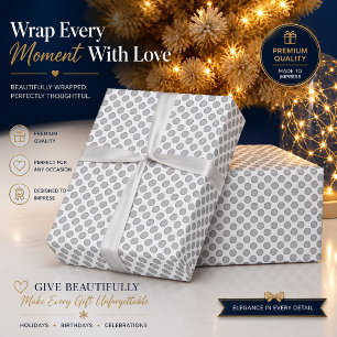 Personalized Silver Polka Dot Wrapping Paper